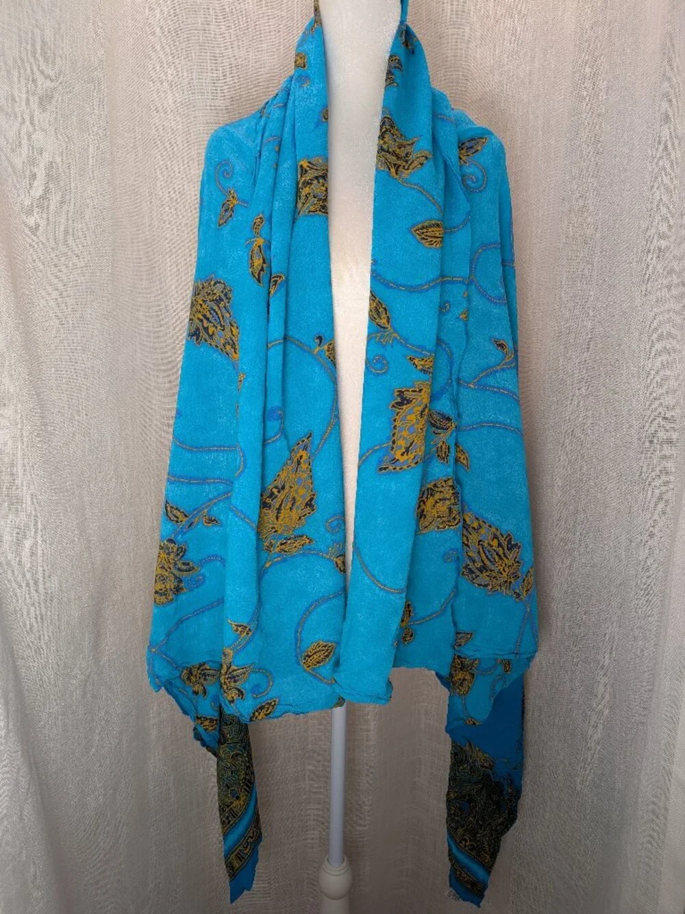 Dancing Grecko Hawaii Blue Gold Sarong / Shawl / Wrap 44